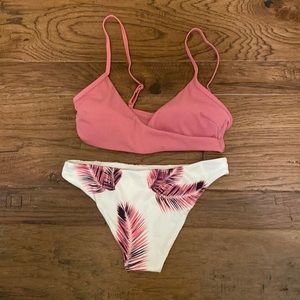 Pink and white bikini bathing suit